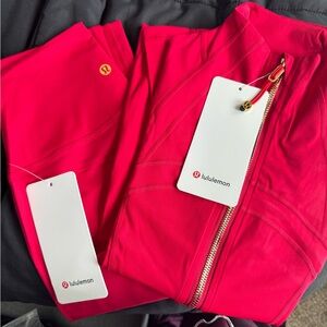 Lululemon Athletica Red Jacket and Pants Set